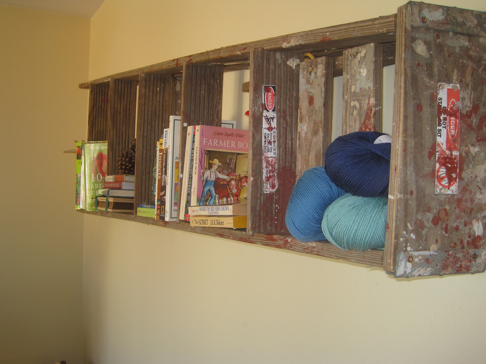 shelving in a rental cabin workspace